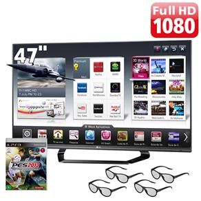 TV 47" Cinema 3D LED LG 4 Óculos + Jogo Pro Evolution Soccer